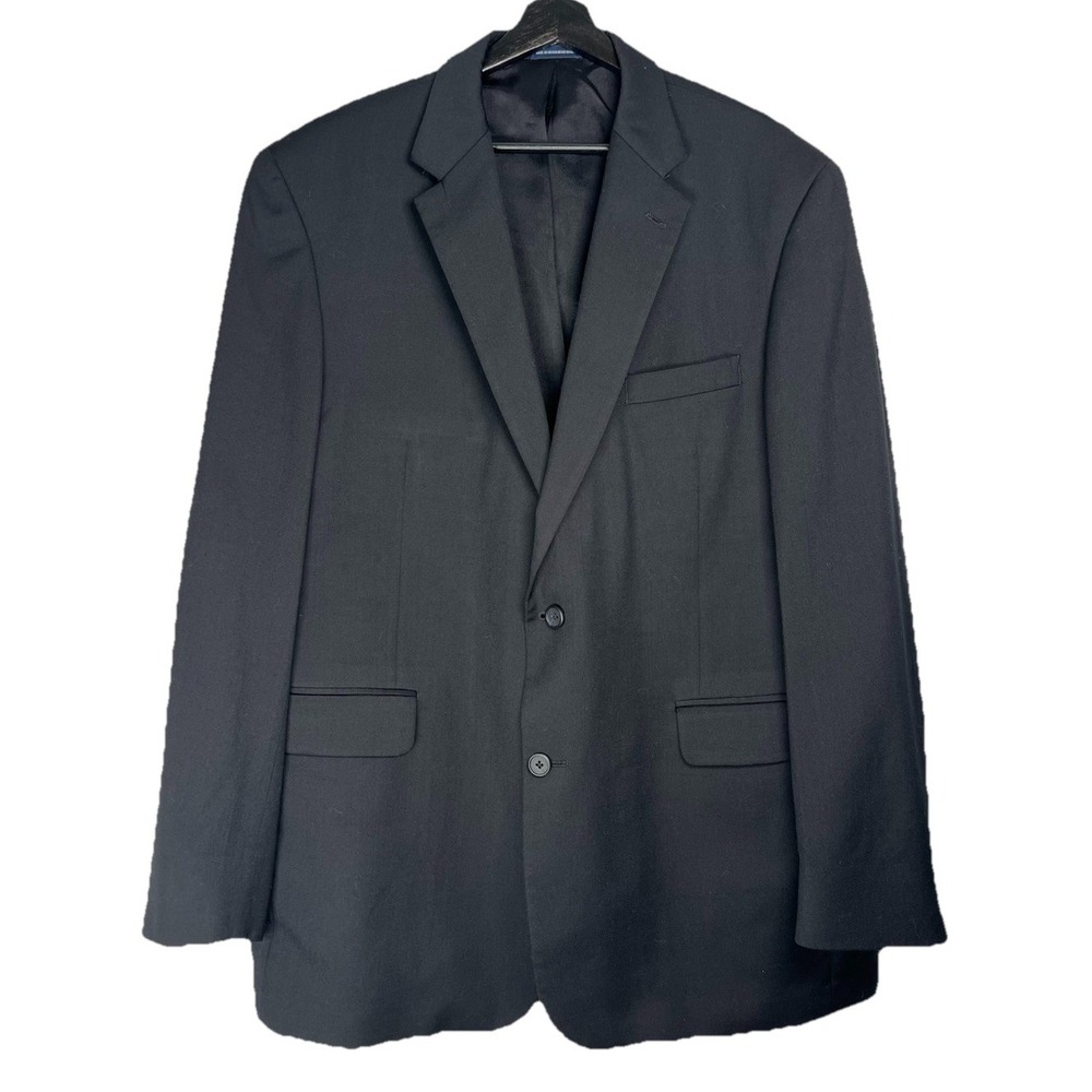 Stafford Performance Mens 46 Long Black 100% Wool 2‎ Button Classic Fit Blazer